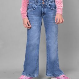 CRIMSOUNE CLUB Mild Washed Bell Bottom Jeans - Blue-image-65