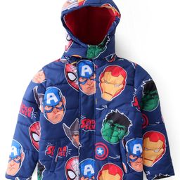 Pine Kids Marvel Woven Full Sleeves Padded Jacket with Detachable Hood & Avengers Graphics - Navy Blue-image-83