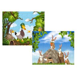 Fiddlys 54 Pcs Wood Jigsaw Puzzles for Kids & Children (Pack of 2-duck+bunny-54 Pcs)-5