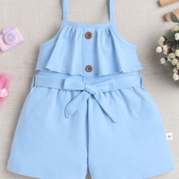 BUMZEE Cotton Sleeveless Solid Jumpsuit With Belt - Sky Blue-image-61