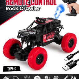 Fiddlerz Remote Control Car for Kids 4WD Rock Crawler Monster Truck with Mist Spray Effect Off-Road Climbing RC Car for Boys and Girls Age 4+ (Red)-13