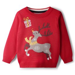 Mark & Mia Viscose Pullover Sweater With Reindeer Design - Red-picture-31
