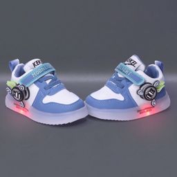 NEW STEPS Rotating Cartoon Applique Detailed Colour Blocked LED Velcro Closure Shoes - Blue-image-14