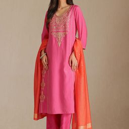 Soch Women Ethnic Motifs Embroidered Kurta with Trousers & Dupatta-image-27