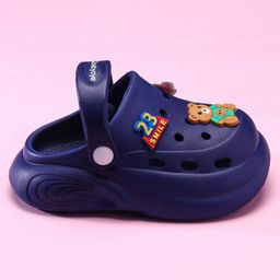 Babyoye Clogs with Backstrap Closure & BearApplique - Navy Blue image 4