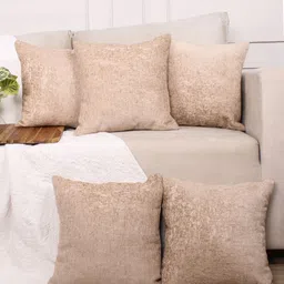 STITCHNEST Beige 5 Pieces Square Cushion Covers-24