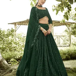 KALINI Embellished Sequinned Semi-Stitched Lehenga & Unstitched Blouse With Dupatta image 2