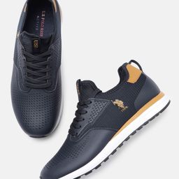 U S Polo Assn Men Navy Blue Woven Design Sneakers-image-63