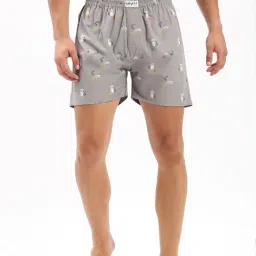 SHOWOFF Grey Slim Fit Printed Cotton Boxers-image-79