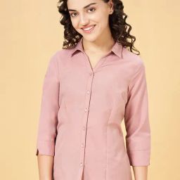Annabelle by Pantaloons Pink Regular Fit Formal Shirt-image-89