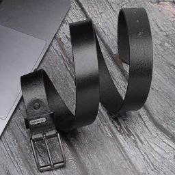 Red Tape Black Leather Waist Belt for Men-image-81