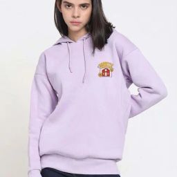 Bewakoof Lavender Graphic Relaxed Fit Hoodie-image-71