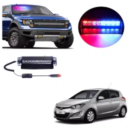 Cartronics 8 LED  Red Blue  Police Flasher Light for Hyundai I20-42