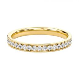 SHINE ETERNAL Lab Grown Diamond 14k (585) Yellow Gold Round Prong Set Half Eternity Band for Women-picture-20