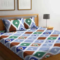 Klotthe Multicolor 300 TC Polycotton Double Book Fold Bedsheet with 2 Pillow Covers-image-96