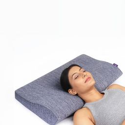 FRIDO Blue Memory Foam Filled Faux Velvet Breathable Sleep Pillow-30