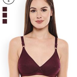 BODYCARE Pack of 4 Burgundy Solid Non-Wired Non-Padded T-shirt Bras E1507WIWIWIWI-image-45
