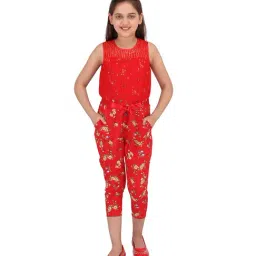 Cutecumber Kids Floral Print Red Jumpsuit-image-18