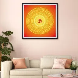 999store Orange & Yellow Om Printed Canvas Painting-30