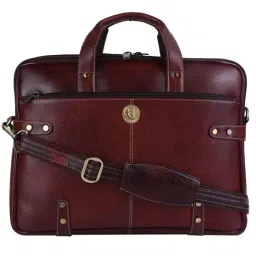 HiLEDER 100% Pure Genuine Leather 15 inch Briefcase Laptop Messenger Satchel Office Bag, Dark Brown-36