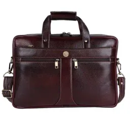 HiLEDER 100% Pure Genuine Premium NDM Leather Briefcase Laptop Messenger Satchel Office Bag, Brown-48