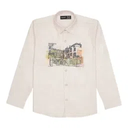 Cavio Kids Cream Printed Full Sleeves Shirt-image-19
