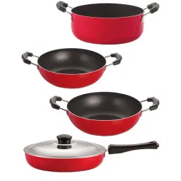 Nirlon Non-Stick Red Aluminium Cookware Kitchen Cooking Essential Combo Set of 4 Pieces-6