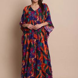 Secret Wish Multicolor Abstract Print Kaftan image 1