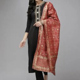 Indo Era Red Woven Pattern Dupatta-picture-14