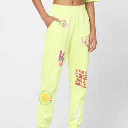 Only Green Printed Cotton Joggers-image-93