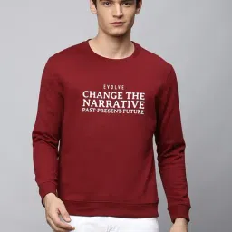 Dennis Lingo Wine Regular Fit Printed Sweatshirts-10