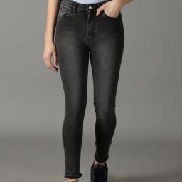 SHOWOFF Dark Grey Slim Fit High Rise Jeans-image-99