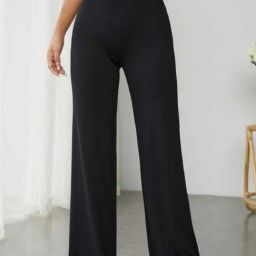 Broadstar Black Straight Fit High Rise Stretchable Trousers-image-99