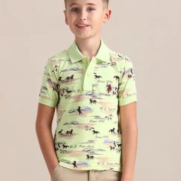 U.S. Polo Assn. Boys Green Brand Print Polo Shirt-picture-13