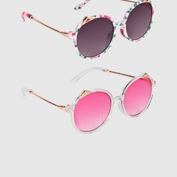 DukieKooky Unisex Kids Pink Lens & White Round Sunglasses with-37