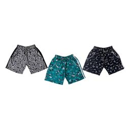 100LUCK Kids Pack Of 3 Abstract Printed Bermuda Shorts-10