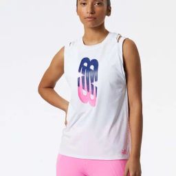 New Balance White Printed Sports T-Shirt-image-65