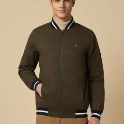 Allen Solly Green Cotton Regular Fit Bomber Jacket-image-17