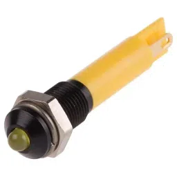 RS PRO Yellow Panel Mount Indicator 12V DC, Mounting Hole Size 6 mm, Termination Type Solder Tab, Model No 206738-22