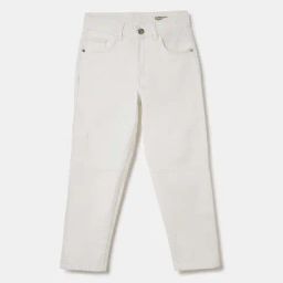 Blue Giraffe Boys Off White Cotton Solid Jeans-image-51