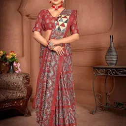 JAINICA Floral Pure Cotton Saree-image-92