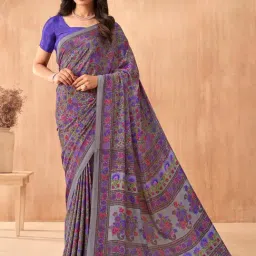 Saree Mall Grey Printed Sarees With Unstitched Blouse-picture-42
