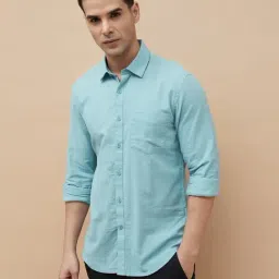 Code By Lifestyle Teal Blue Slim Fit Shirt-picture-34