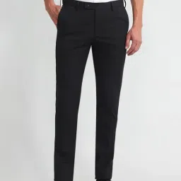 Arrow Black Relaxed fit Self Trousers-image-118