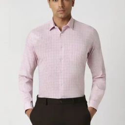 Van Heusen Pink Slim Fit Checks Shirt-image-65