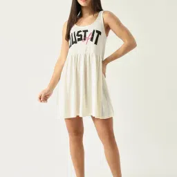 SHOWOFF Off White Graphic Print A Line Dress-image-62