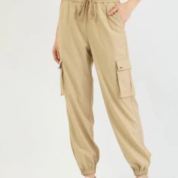 Elle Beige Solid Joggers-image-58
