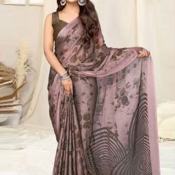 MIRCHI FASHION Dusty Pink Printed Saree With Unstitched Blouse-image-58