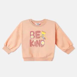 Nauti Nati Girls Peach Graphic Regular Fit Sweatshirt-picture-46
