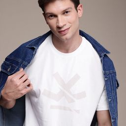WROGN Brand Logo Printed Crew Neck Pure Cotton T-shirt-image-83